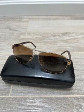 Ralph Lauren Gold Frame Brown Lens Aviator Sunglasses